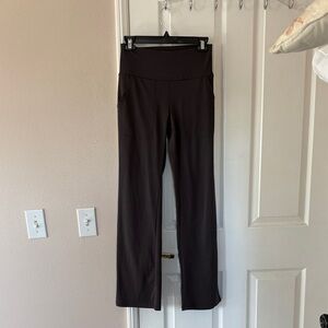 RBX Women's Brown Boot-Cut Yoga Pants with Fold-Over Waistband